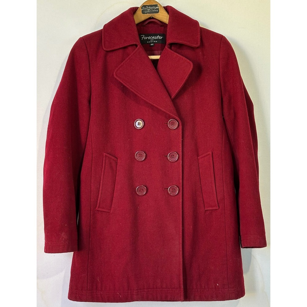 Forecaster Pea Coat Wool Blend Double Breasted Womens 6P Red Excellent